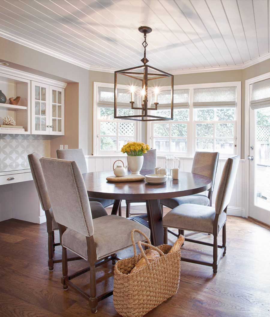 modern farmhouse light above dining room table