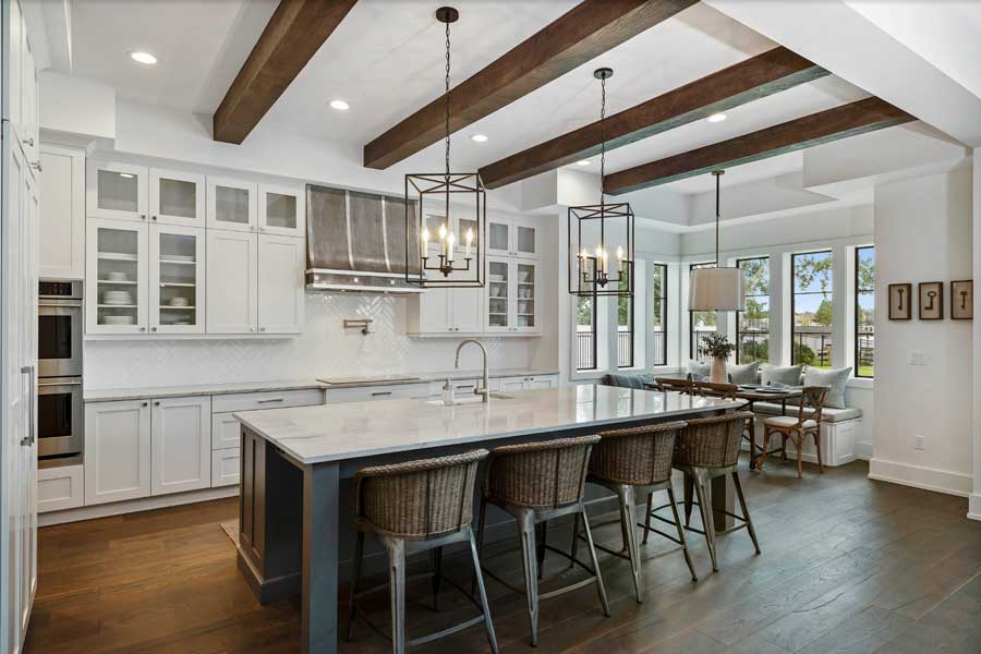 kitchen ceiling with wooden beams